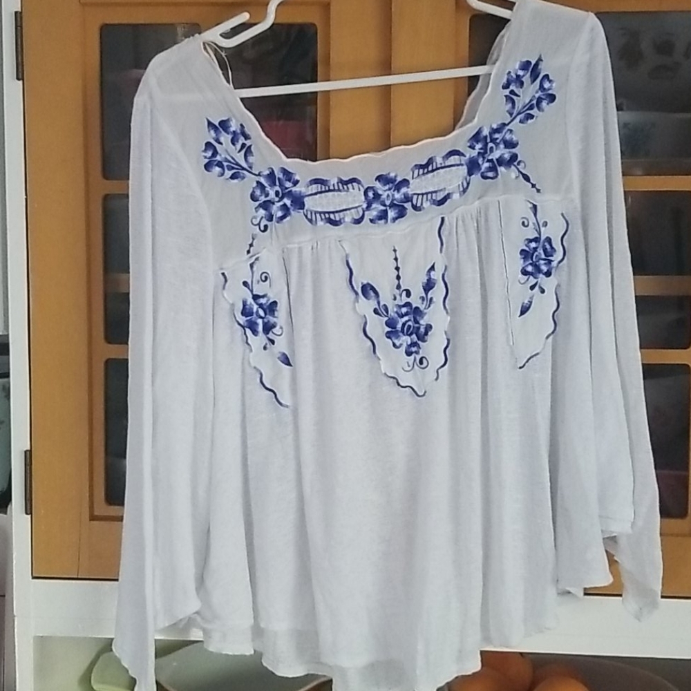 Free People White Boho Blouse Size S - Picture 2 of 16